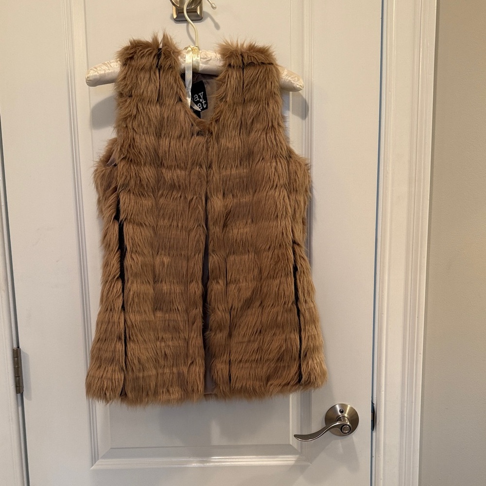 Say What? Faux Fur Beige Vest